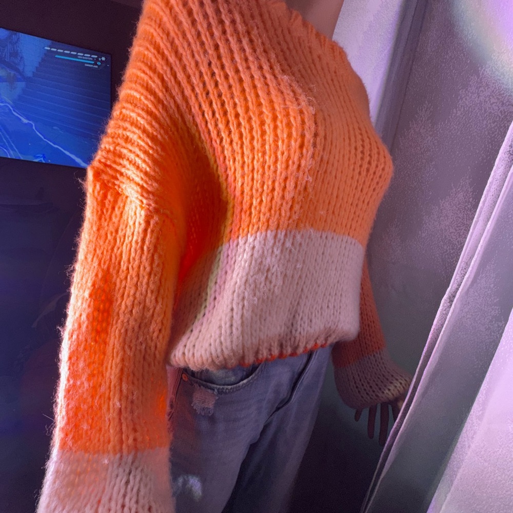 Orange and Cream Women's Sweater